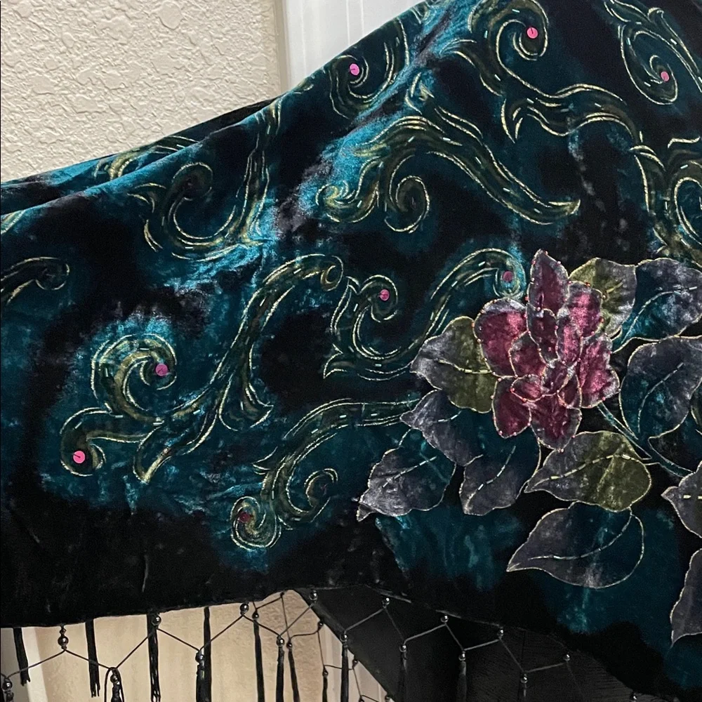 Coldwater Creek Black and Multicolor Embroidered/ Sequence  Poncho O/S